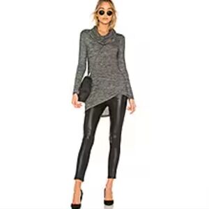 Bobi Nordstrom Funnel Neck Asymmetrical Tunic Sweater Long Sleeve Small Grey